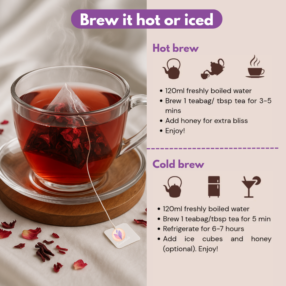 Steps to prepare hibiscus rose herbal tea