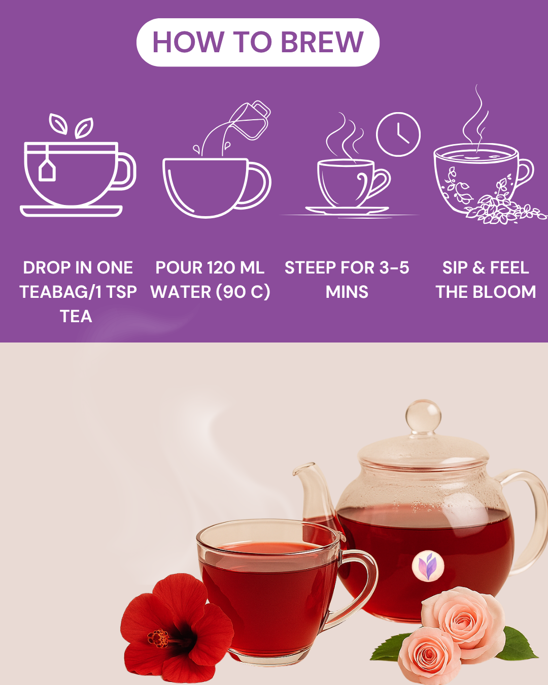 Hibiscus Rose Tea - Supports digestion and gentle detox (Tea Bags)