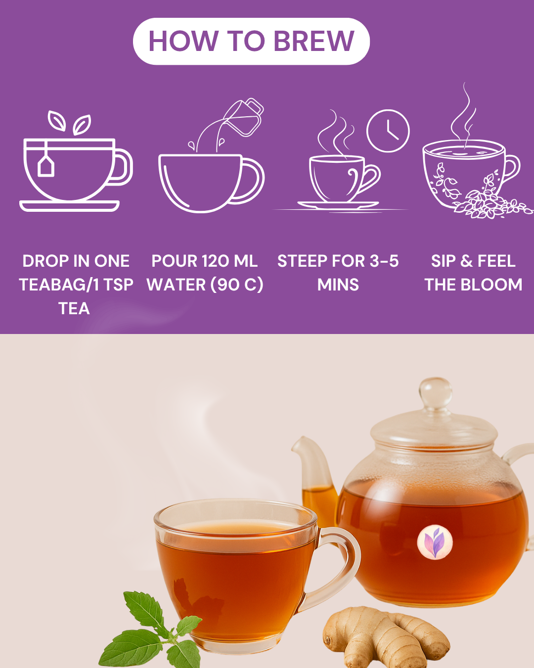 Tulsi Ginger Tea - Strengthens immunity and reduces inflammation (Tea Bags)