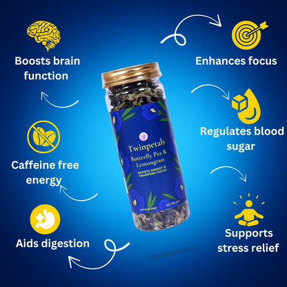 Caffeine-free Butterfly Pea tisane benefits – convenient PET bottle packaging