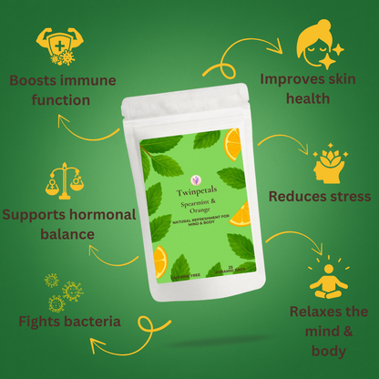 Spearmint Orange herbal tea – supports hormonal balance, PCOS wellness, and refreshes mind and body naturally