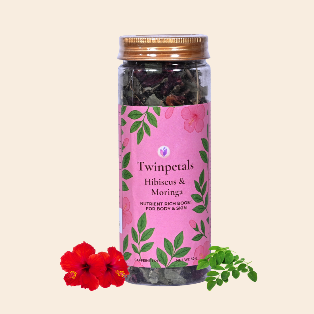 Hibiscus Moringa herbal tea loose leaf front pack