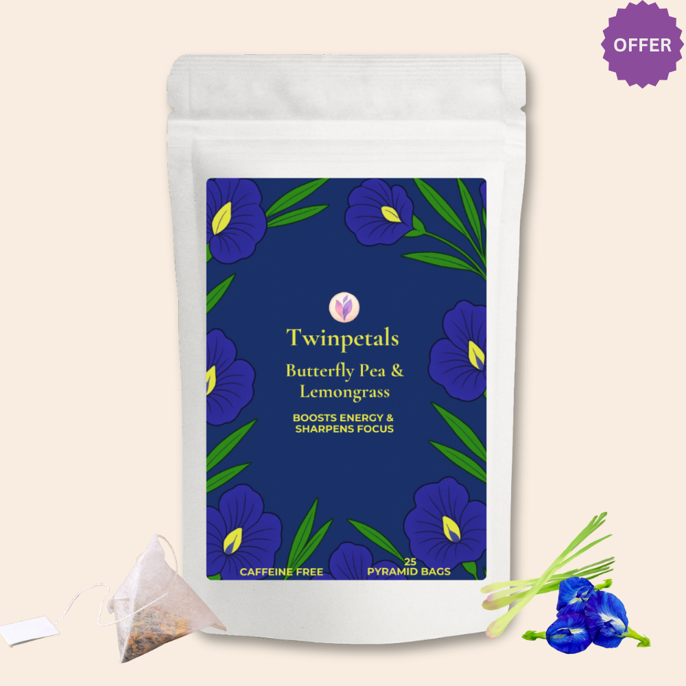 Twinpetals Butterfly Pea Lemongrass Kraft Teabag – Blue Herbal Tea