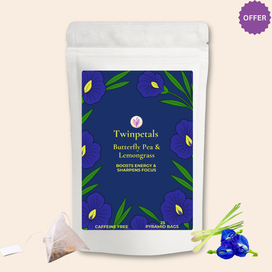 Twinpetals Butterfly Pea Lemongrass Kraft Teabag – Blue Herbal Tea