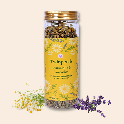 Twinpetals Chamomile Lavender Loose Tea – Relaxing Floral Infusion