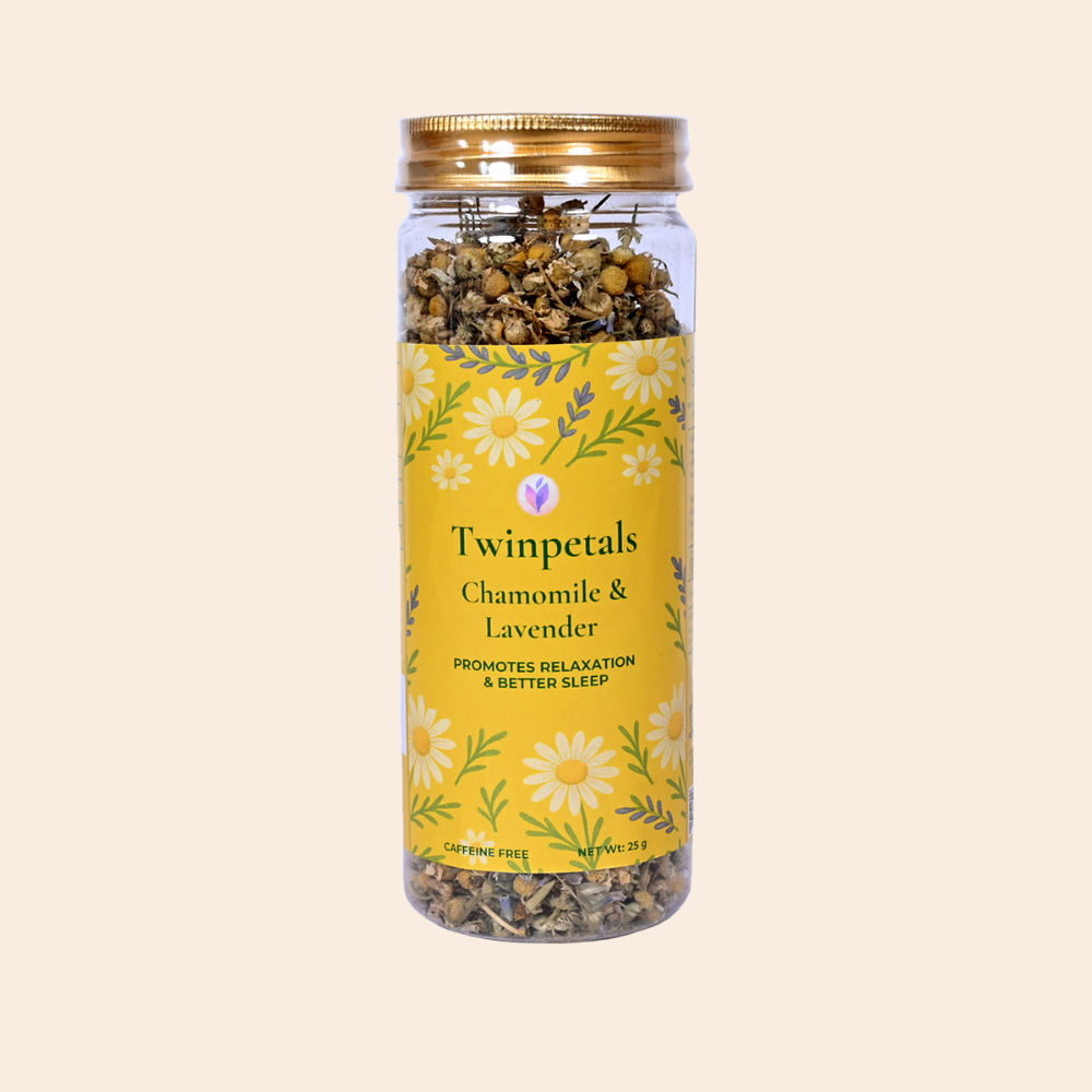 Twinpetals Chamomile & Lavender Loose Leaf Flower Tea in Bottle