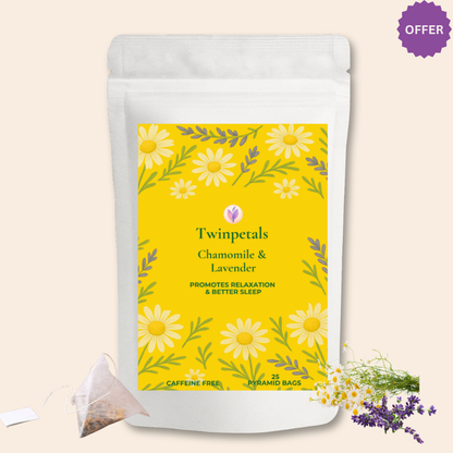 Twinpetals Chamomile Lavender Kraft Teabag – Calming Sleep Tea
