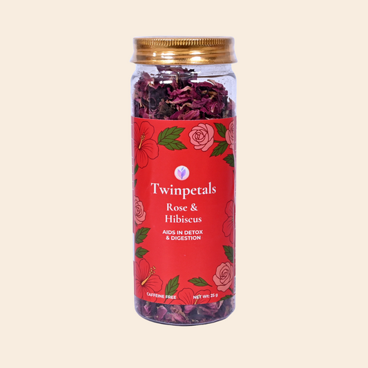 Twinpetals Hibiscus & Rose Loose Leaf Flower Tea in Bottle