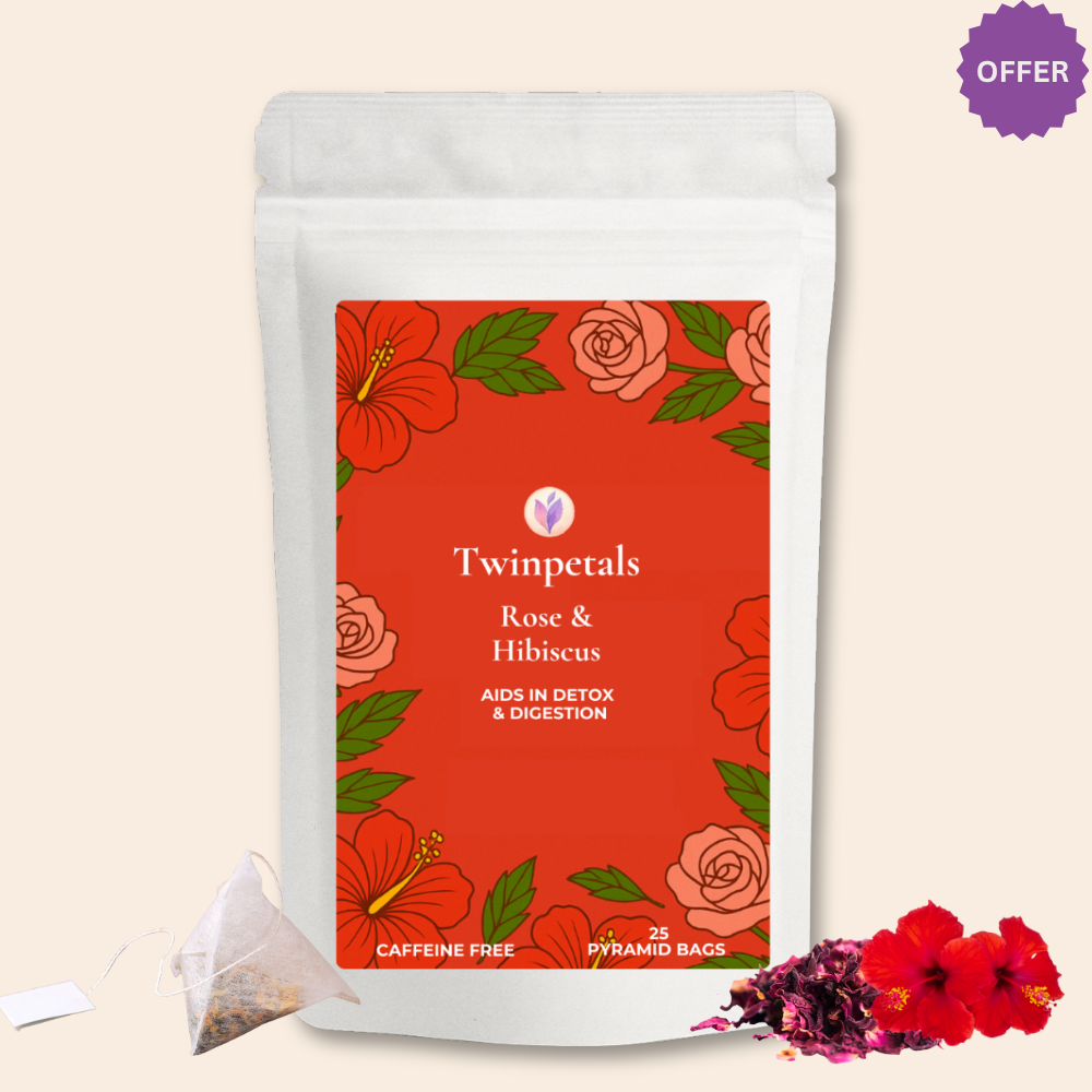 Twinpetals Hibiscus Rose Kraft Teabag – Antioxidant Floral Tea