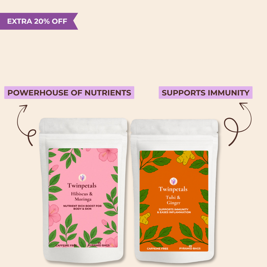 Immunity guard Tea Combo — Hibiscus moringa and tulsi ginger flower tea