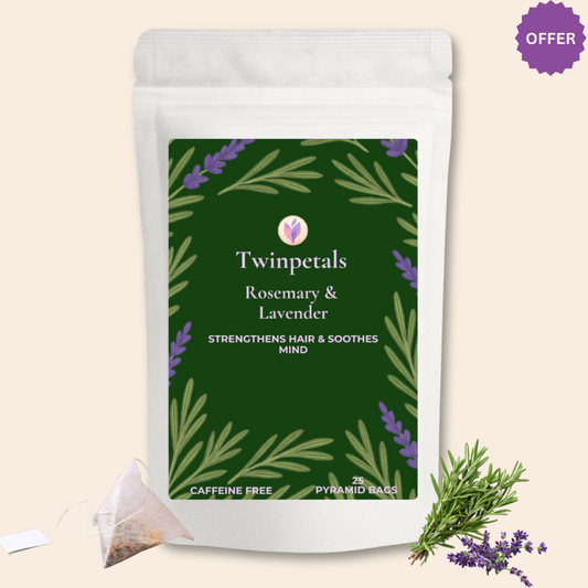 Twinpetals Rosemary Lavender Kraft Teabag – Floral Herbal Tea for Hair & Relaxation