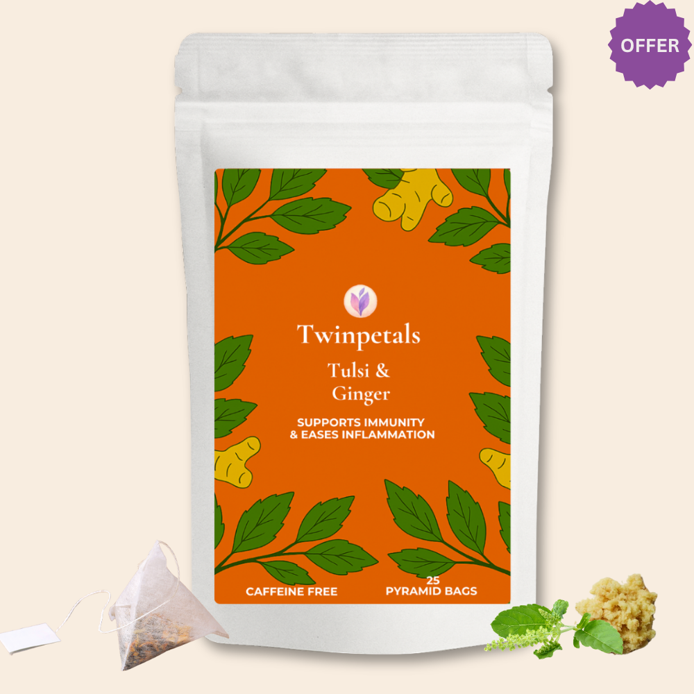 Twinpetals Tulsi Ginger Kraft Teabag – Immunity Herbal Tea